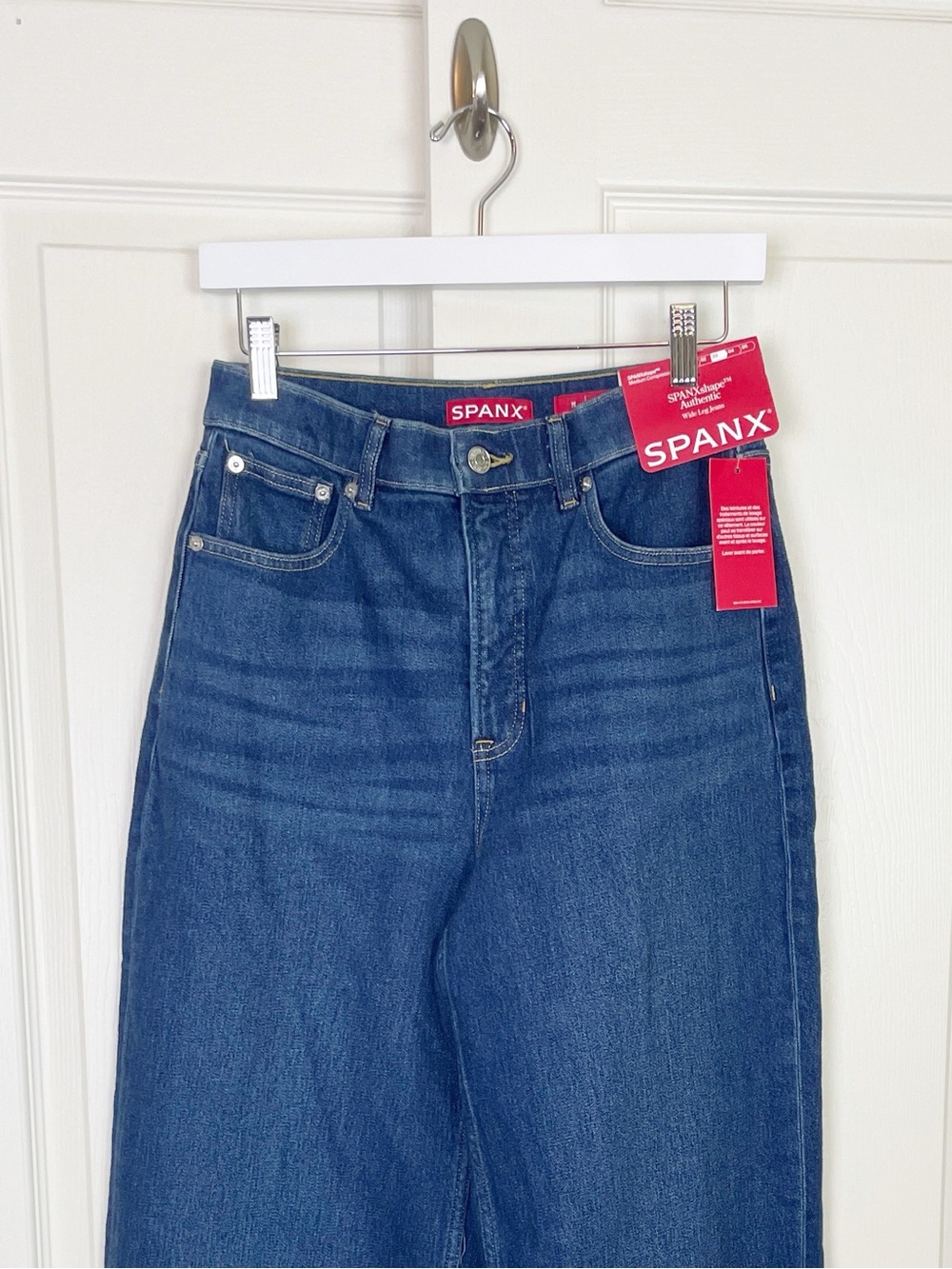SPANX SPANXshape Authentic Stretch Wide Leg Jeans Percy Wash NWT Medium Tall - Picture 4 of 12